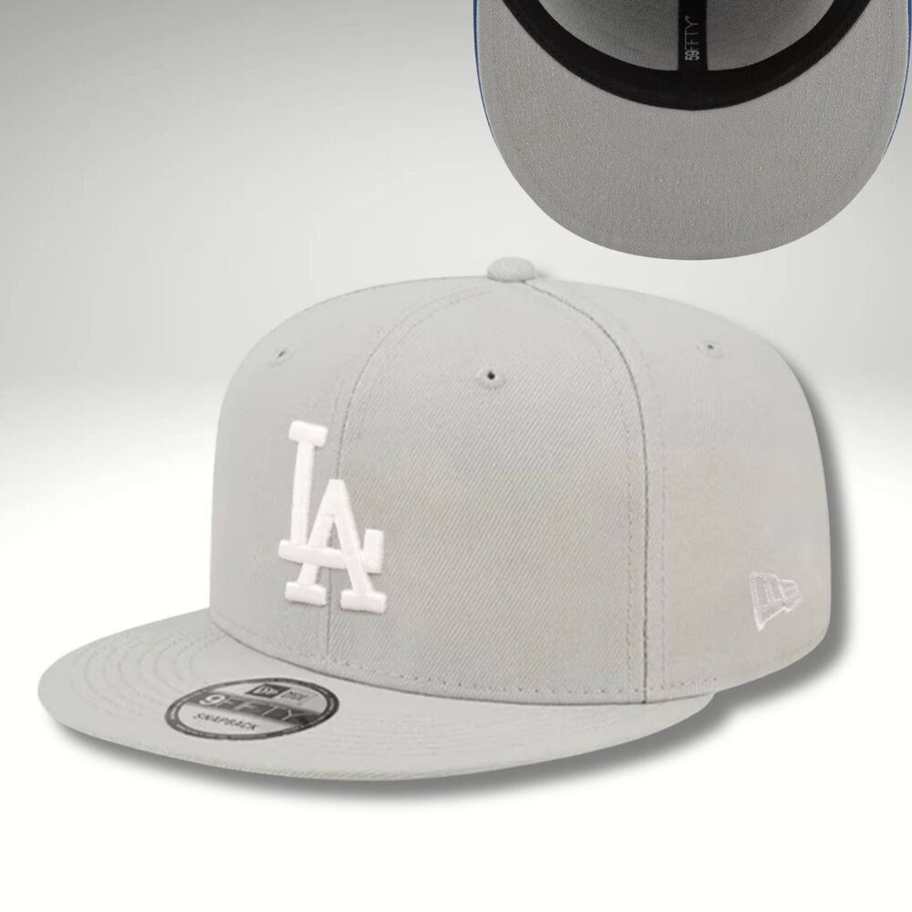 New Era 9FIFTY Snapback Hat MLB LA Dodgers Light Gray- Men's Adjustable Cap
